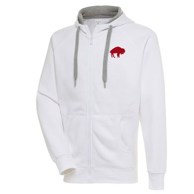 Antigua Men's White Buffalo Bills Throwback Logo Victory Full-Zip Hoodie