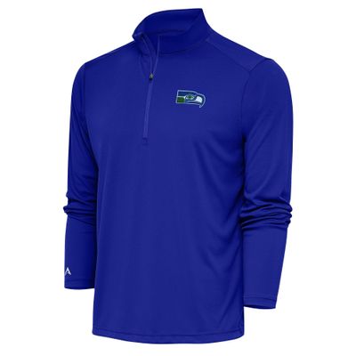 Antigua Men's Royal Seattle Seahawks Throwback Logo Generation Quarter-Zip Pullover Top