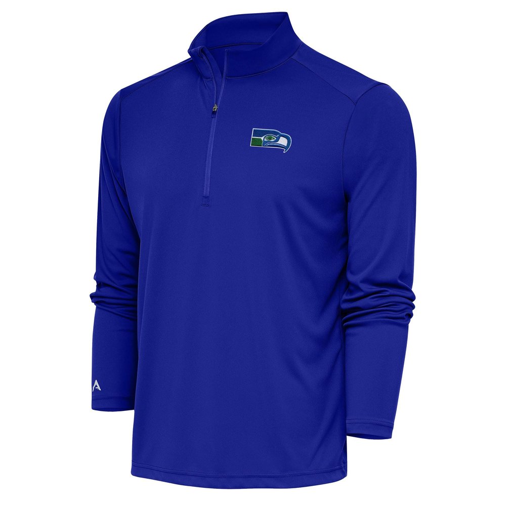 Antigua Men's Royal Seattle Seahawks Throwback Logo Generation Quarter-Zip Pullover Top