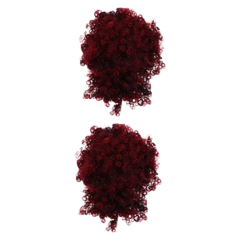 balacoo 2pcs Puff Afro Curly Wig with for Women Synthetic Hairpiece Comfortable Fit for Daily Wear Realistic Curly Bun Style Vibrant and Bouncy Hair Extensions
