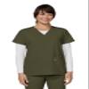 KOI Next Gen Hustle and Heart Women's 3-Pocket Stretch Scrub Top Olive Green X-Small view 1