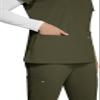 KOI Next Gen Hustle and Heart Women's 3-Pocket Stretch Scrub Top Olive Green X-Small view 3