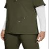 KOI Next Gen Hustle and Heart Women's 3-Pocket Stretch Scrub Top Olive Green X-Small view 4