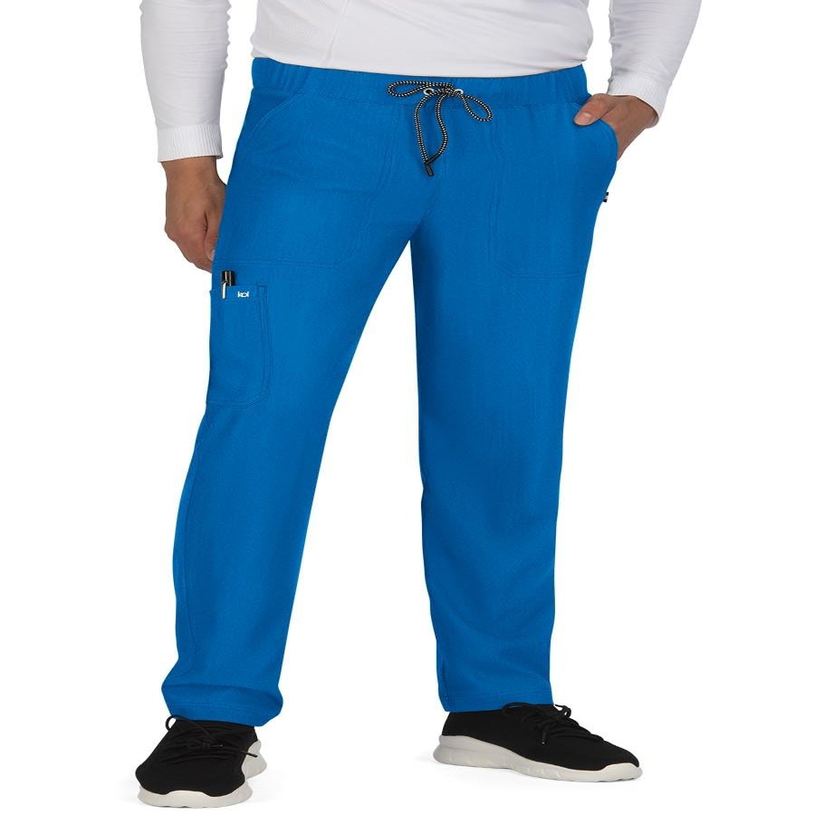 KOI Next Gen Make It Happen Men's 6-Pocket Scrub Pants Royal Blue Small