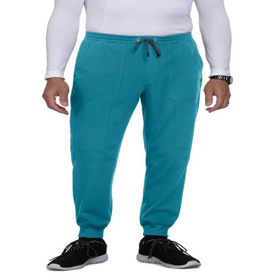 KOI Next Gen Men's Day to Night Jogger Scrub Pants, 7 Pockets, 4-Way Stretch Teal X-Small Tall
