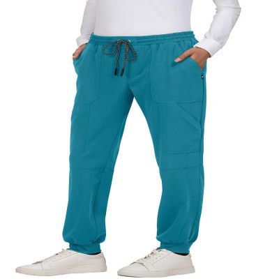KOI Next Gen Good Vibe Women's 7-Pocket Stretch Jogger Teal 2X