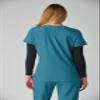 KOI Next Gen Hustle and Heart Women's 3-Pocket Stretch Scrub Top Teal XX-Small view 2