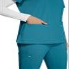 KOI Next Gen Hustle and Heart Women's 3-Pocket Stretch Scrub Top Teal XX-Small view 3