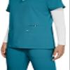 KOI Next Gen Hustle and Heart Women's 3-Pocket Stretch Scrub Top Teal XX-Small view 4