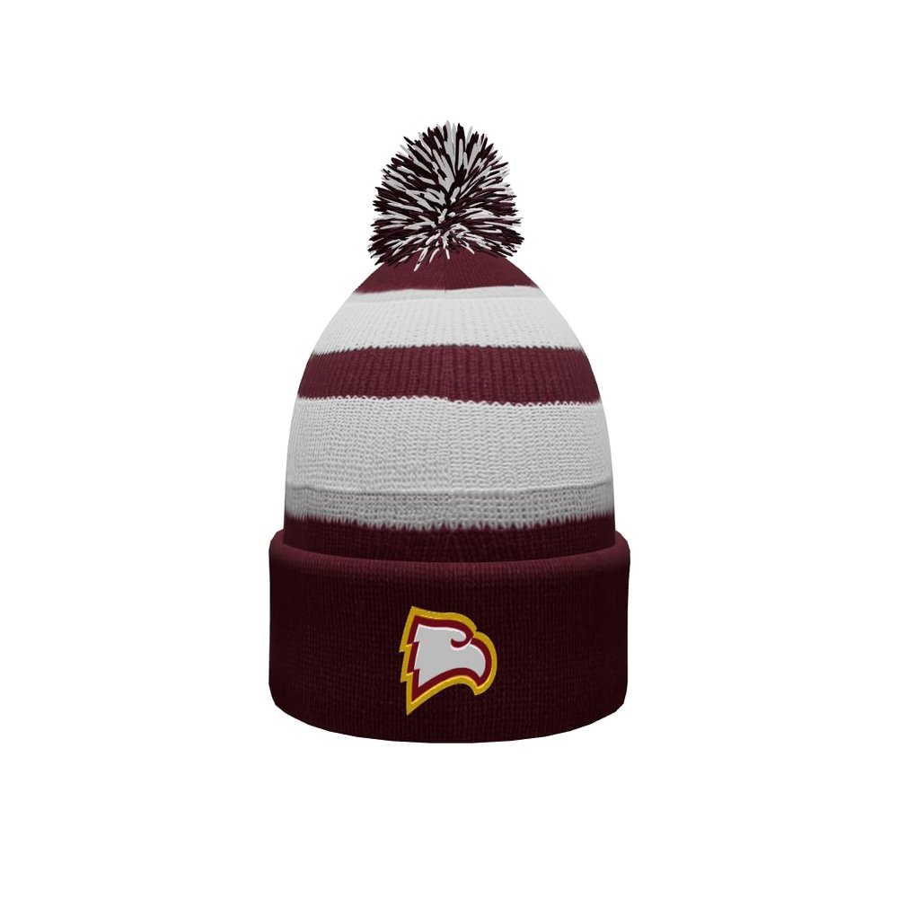 Sport Your Gear Winthrop Eagles Prime Cuffed Fold Over Pom Pom Winter Knit Beanie - Multi, Winthrop, One Size