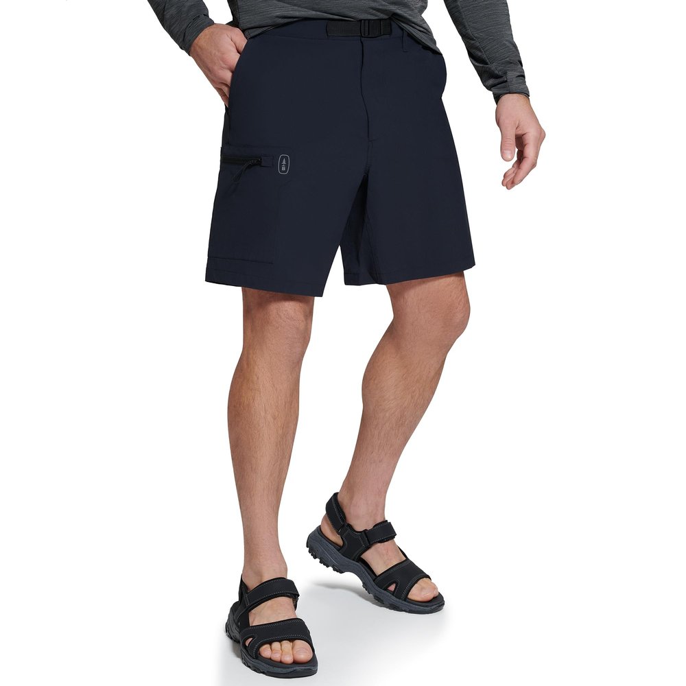 BASS OUTDOOR Mens Wicking Shorts with Side Pockets & Elastic Waist, Black