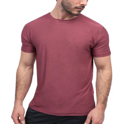 INTO THE AM Athletic Workout Shirts for Men Fitted Gym Sports Running Fitness Dry Fit Plain Tees (Maroon, 4X-Large)