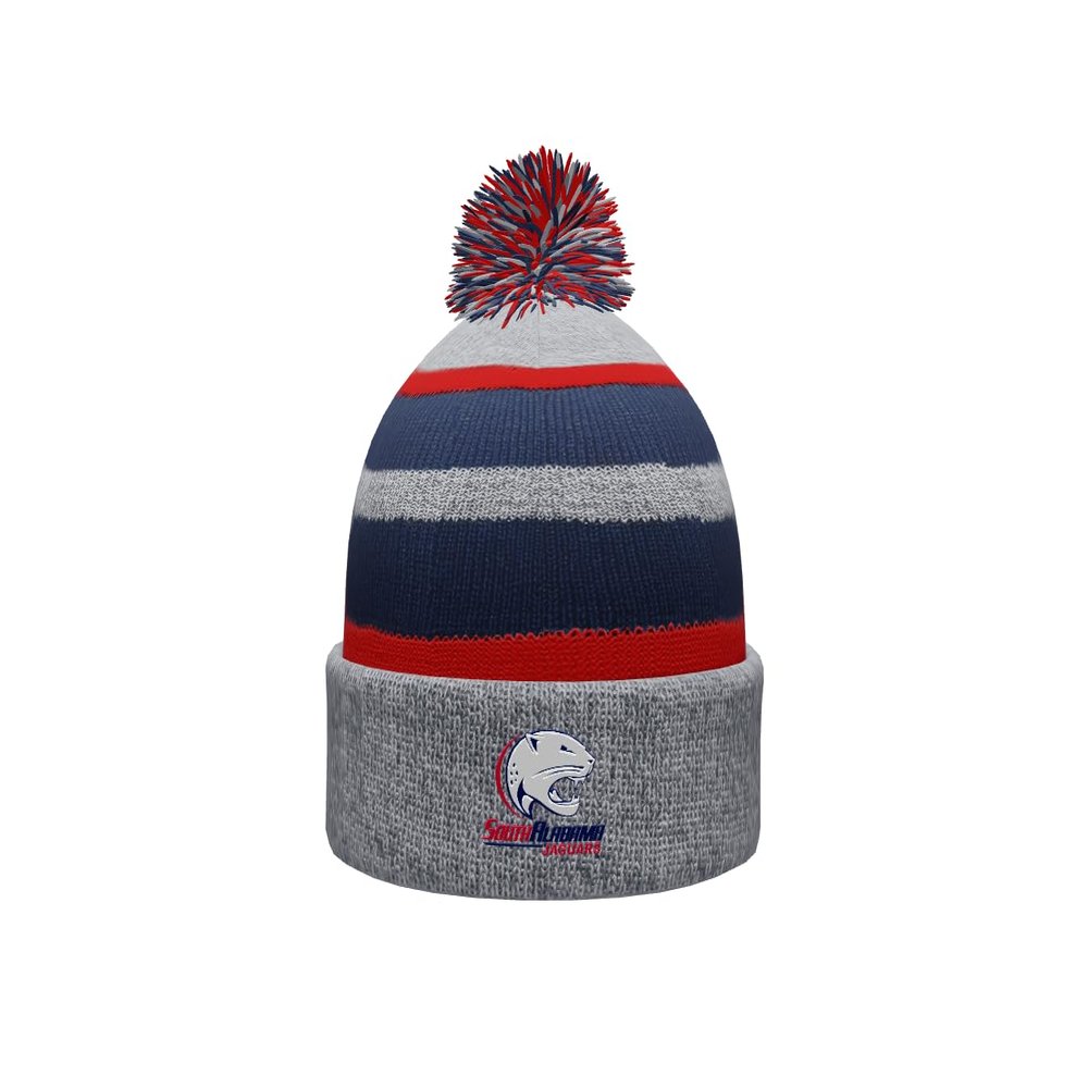 Sport Your Gear South Alabama Jaguars Prime Cuffed Fold Over Pom Pom Winter Knit Beanie