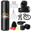 THE LOFT 7 DESIGN Mr Boxing King Punching Bag Set for Adults 4ft Heavy Boxing Bag Set 80 Lb Capacity, Unfilled Training Bag for Home Gym Set Kickboxing MMA Karate Martial Arts view 1