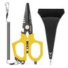 SAMSFX Fishing Braid Line Scissors Shears with Titanium Coating and Dual-Serrated Blade, Kraton Handle, Arrives with Hard Sheath and Coiled Lanyard (Yellow Kraton Handle) view 1