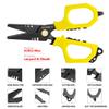 SAMSFX Fishing Braid Line Scissors Shears with Titanium Coating and Dual-Serrated Blade, Kraton Handle, Arrives with Hard Sheath and Coiled Lanyard (Yellow Kraton Handle) view 2