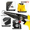 SAMSFX Fishing Braid Line Scissors Shears with Titanium Coating and Dual-Serrated Blade, Kraton Handle, Arrives with Hard Sheath and Coiled Lanyard (Yellow Kraton Handle) view 4