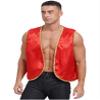 Jugaoge Mens Arabian Prince Vest Gold Trims Medieval Steampunk Gothic Waistcoat Fancy Dress Up Burgundy XX-Large view 3