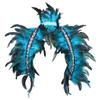 BANSSGOTH Women's Feathers Shawl Scarf Punk Gothic Halloween Carnival Party Fashion Shawl Scarf Wire Harness Accessorie (Sky Blue A) view 1