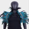BANSSGOTH Women's Feathers Shawl Scarf Punk Gothic Halloween Carnival Party Fashion Shawl Scarf Wire Harness Accessorie (Sky Blue A) view 4