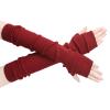 SEYUFN Winter Fingerless Long Gloves for Women Cashmere Blended Knitted Arm Warmers Super Soft Black Arm Sleeves (Burgundy, 40cm/15.7in) view 1