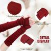 SEYUFN Winter Fingerless Long Gloves for Women Cashmere Blended Knitted Arm Warmers Super Soft Black Arm Sleeves (Burgundy, 40cm/15.7in) view 3