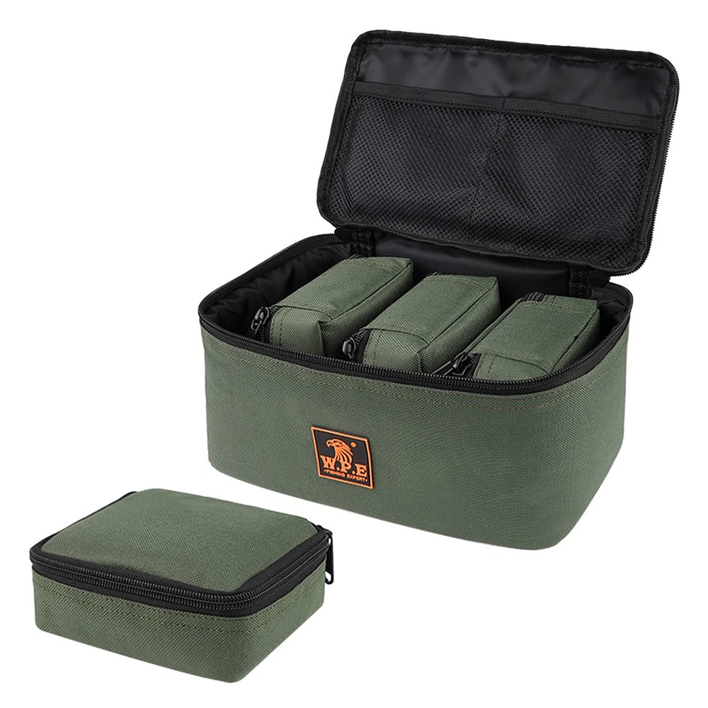 mewmewcat Fishing Tackle Bag with 4 Small Pouches Fishing Reel Lure Storage Bag Pouch Fishing Tackle Organizer Bag,Fish Lure Storage Bags