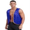 Jugaoge Mens Arabian Prince Vest Gold Trims Medieval Steampunk Gothic Waistcoat Fancy Dress Up Royal Blue Medium view 3
