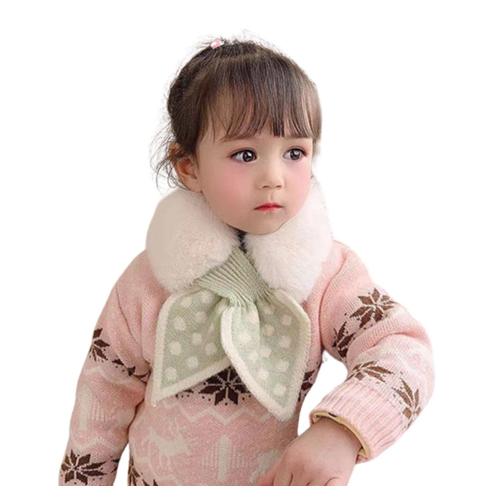 QQLADY All-Match Thick Plush Scarf,Dot-Pattern Cross Splicing Knitted Plush Collar,Women's Child Fashion Scarves (child-f,One size)