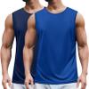 COOFANDY Men's Running Athletic Tank Top Blue Quick Dry Workout Gym Swim Beach Sports Tank 2 Pack Sleeveless Navy Shirts view 1