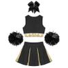 JIZYO Youth Cheerleading Fancy Dance Costume Schoolgirls Cheer Leader Uniform Dress Crop Top with Pleated Skirt and Pom Poms A Black F 16 Years view 4