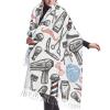 Barber Shop Monochrome Style Print Women'S Super Soft Classic Cashmere Winter Cashmerette Fringed Scarf For Spring Fall Winter view 1