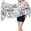 Barber Shop Monochrome Style Print Women'S Super Soft Classic Cashmere Winter Cashmerette Fringed Scarf For Spring Fall Winter view 3