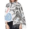 Barber Shop Monochrome Style Print Women'S Super Soft Classic Cashmere Winter Cashmerette Fringed Scarf For Spring Fall Winter view 4