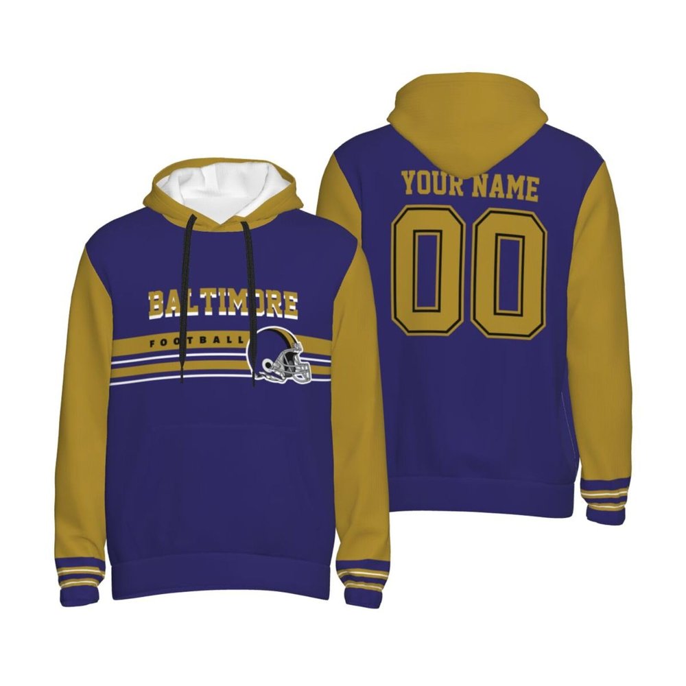 Baltimore Hoodie, Custom Football Sweatshirt, Personalized Any Name Number Sports Hoodies, Customized Hoodie Gift for Men Women Fans Youth