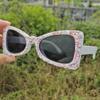 helena Oversized Cat Eye Rhinestone Sunglasses For Women Fashion Butterfly Sparkling Diamond Sexy Shades Sun Glasses (pink+tea) view 4