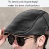 2023 Trendy Leather Beret, Fashion Warm Hat Adjustable Stylish Leather Beret for Men and Women (Dark Brown) view 2
