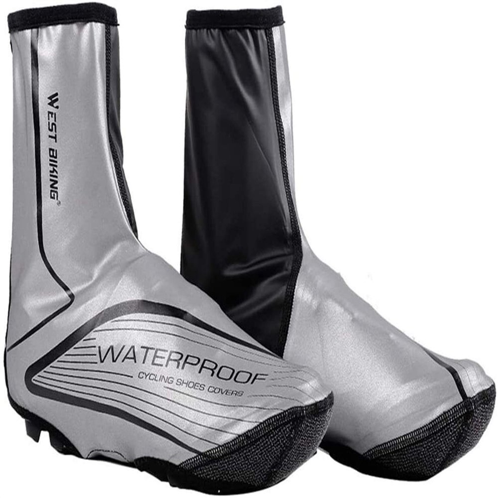 ZARUX Silicone Waterproof Shoes Covers Lesrly-Cycle Bicycle Shoe Covers, Waterproof Reflective Cycling Overshoes Windproof, Sputtering Proof Boot for Mens Women Outdoor Activities (Size : B(X-Large))