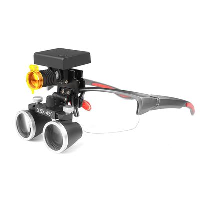3.5X Magnification Binocular Loupes Magnifier Cordless 3W Headlamp with Filter Black