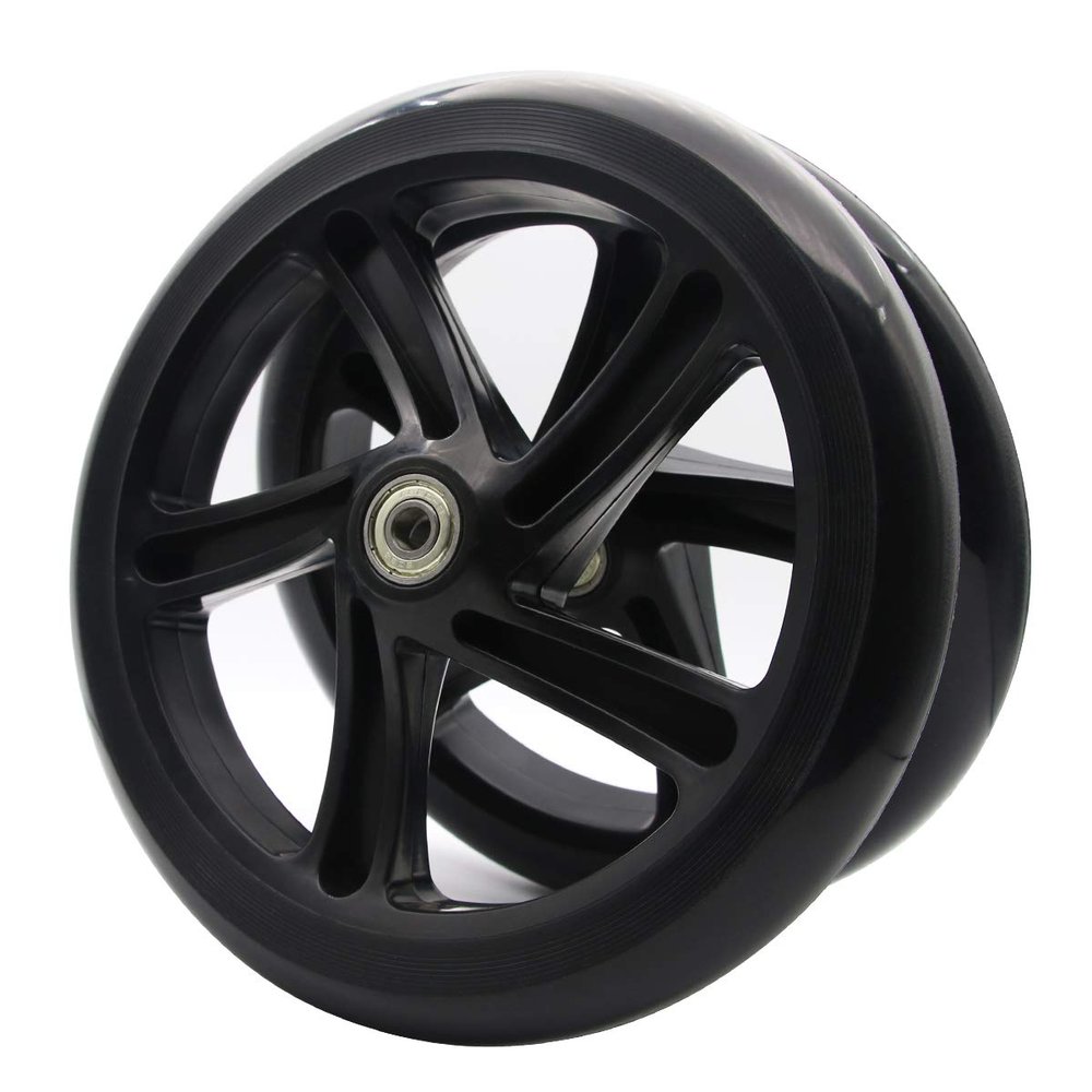 2PCS 180mm Adult Scooter Wheels with ABEC 9 Bearings for Razor and Adult Kick Scooters (Black)