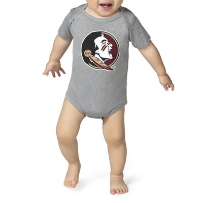 Little King NCAA Short Sleeve Tech Bodysuit-Big Logo -100% Polyester-Florida State-Oxford-12 Months