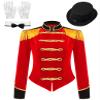 Nikiikoo Women's Circus Ringmaster Tassel Jacket Coat Velvet Victorian Tailcoat Party Cospaly Halloween Costume B#Red01 Large view 1
