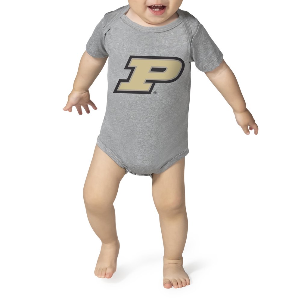 Little King NCAA Short Sleeve Tech Bodysuit-Big Logo -100% Polyester-Purdue-Oxford-18 Months