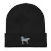 Akbash Beanie, Embroidered Unisex 100% Organic Cotton Ribbed Beanie, Akbash Gifts. Black view 1
