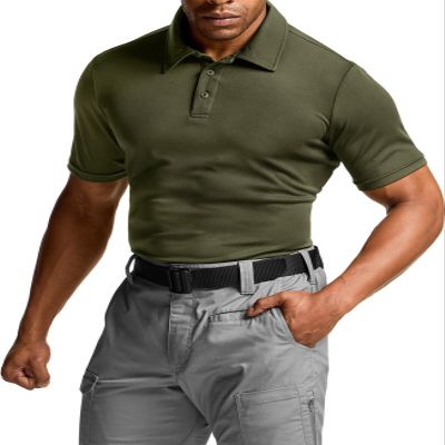 CQR Men's Polo Shirts, Tactical Short Sleeve Golf Performance Shirts, Lightweight Dry Fit UPF 50+ Pique, Frost Basic Army Green, XX-Large