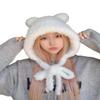 ANKOMINA Winter Cute Bear Ear Warm Hat Women Plush Earflap Beanie Hat Kids Girls Windproof Skull Cap view 2