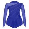 Sinleey Women's Figure Ice Skating Dance Dress Mesh Rhinestone Long Sleeve Lyrical Dance Leotard Dancewear Royal Blue Large view 2