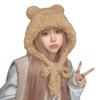 ANKOMINA Winter Cute Bear Ear Warm Hat Women Plush Earflap Beanie Hat Kids Girls Windproof Skull Cap