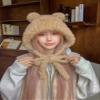 ANKOMINA Winter Cute Bear Ear Warm Hat Women Plush Earflap Beanie Hat Kids Girls Windproof Skull Cap view 4