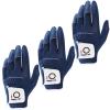 FINGER TEN All Weather Grip Golf Gloves Men Value 3 Pack for Right Handed Golfer, Comfort Soft Glove for Premium Performance, Colors White Black Blue Sizes S M L XL (Navy, X-Large, Left) view 1